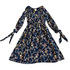 Gal Meets Glam Bonnie Floral Print Long Sleeve Dress Bow Sleeve Size 6 Women's